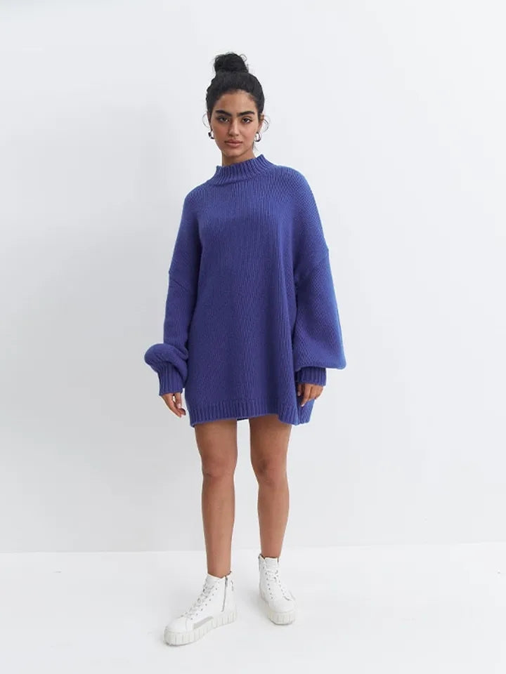 Oversized Solid O-Neck Sweater-Luxandluxy