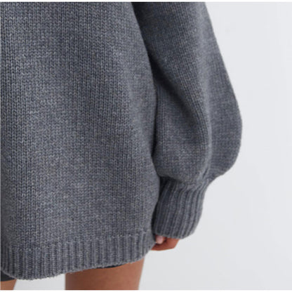 Oversized Solid O-Neck Sweater-Luxandluxy