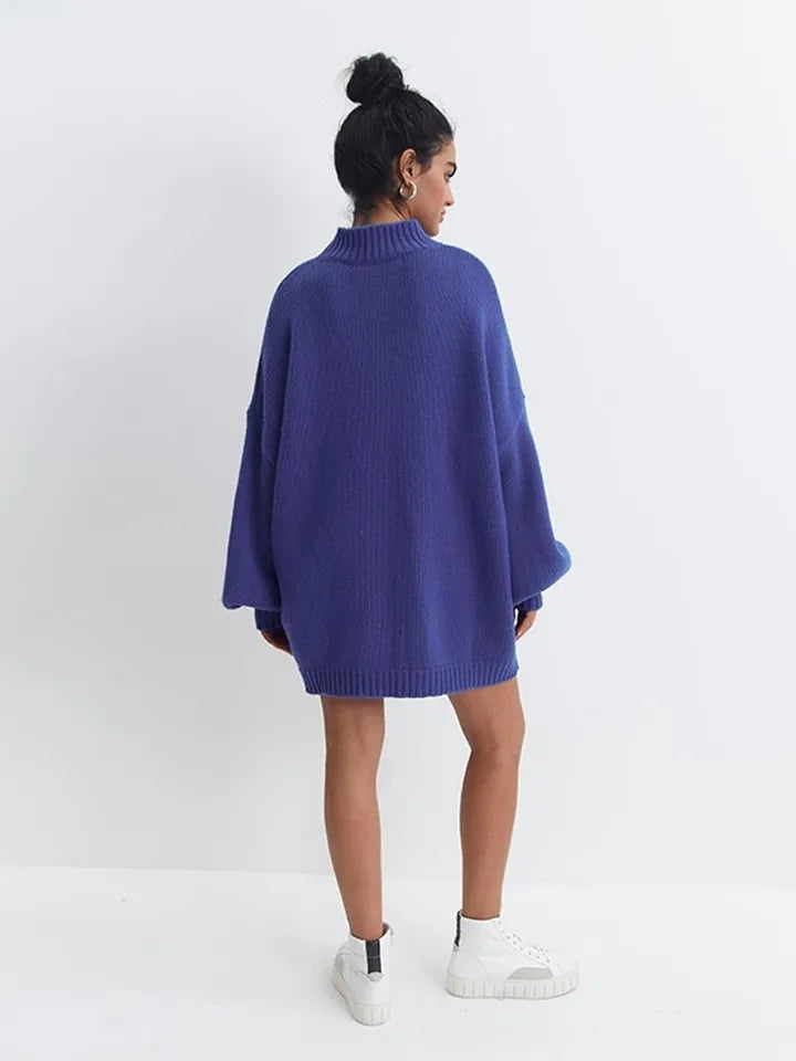 Oversized Solid O-Neck Sweater-Luxandluxy