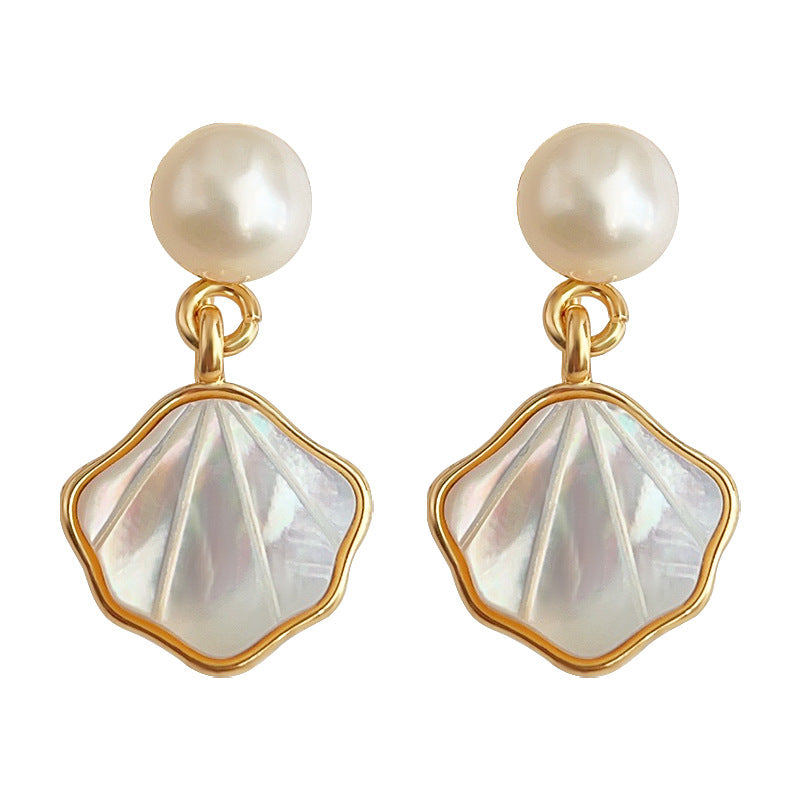 Pearl Shell Drop Earrings-Luxandluxy