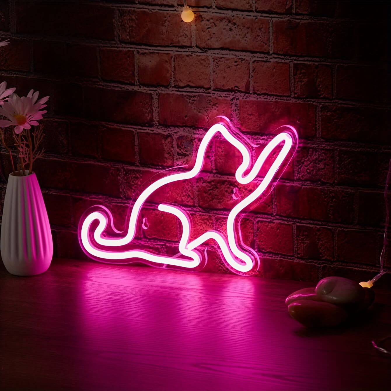 Pink Neon Cat Shaped Lights-Luxandluxy