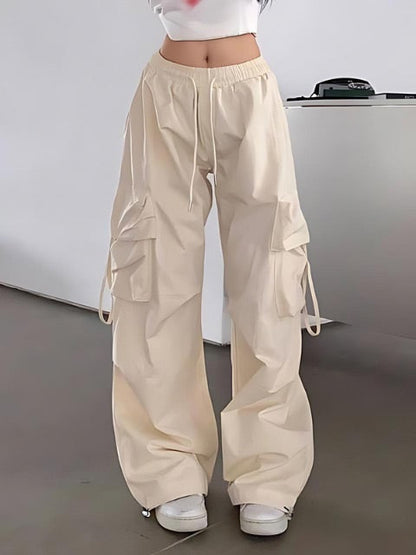 Plain Baggy Side Pocket Strapped Pants