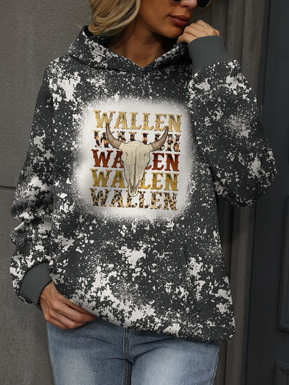 Plus Size Wallen Cow Skull Hoodie-Luxandluxy