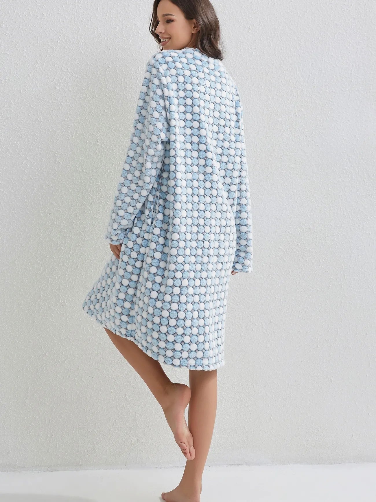 Polka Dot Zipper Robe-Luxandluxy