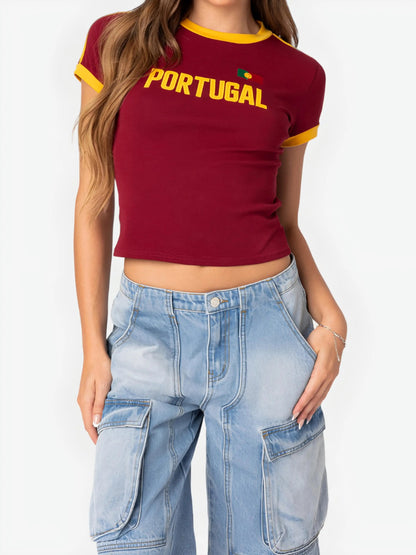 Portugal Jersey Crop Top-Luxandluxy