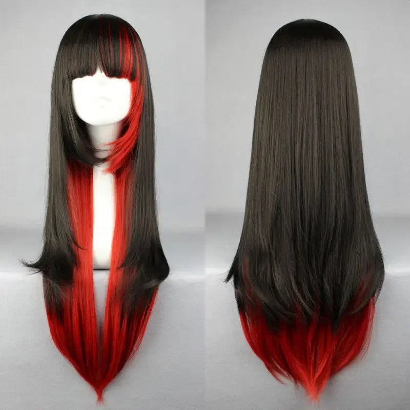 Red Black Ombre Long Straight Wig-Luxandluxy