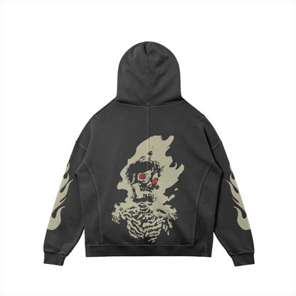 Red Eyed Skull Skeleton Hoodie-Luxandluxy