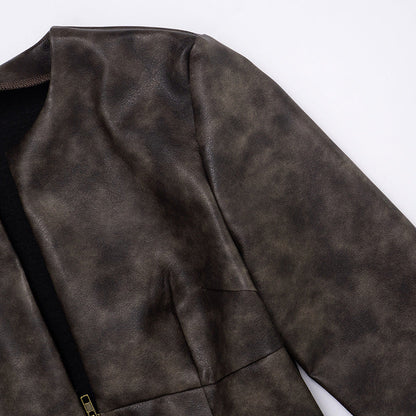 Rebel Studded Leather Crop Jacket