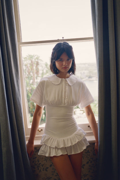 Collar Fitted Frill Dress