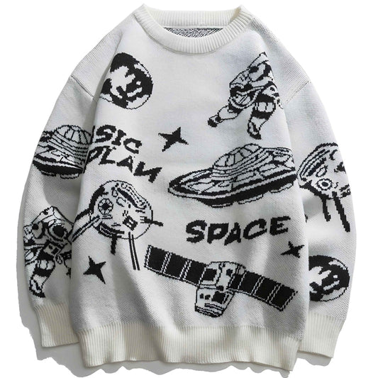 Space Station Graphic Knitted Sweater