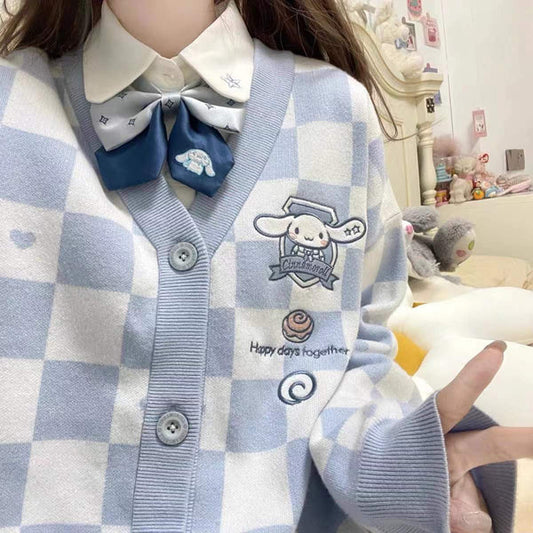 Sanrio Checker Cardigan-Luxandluxy