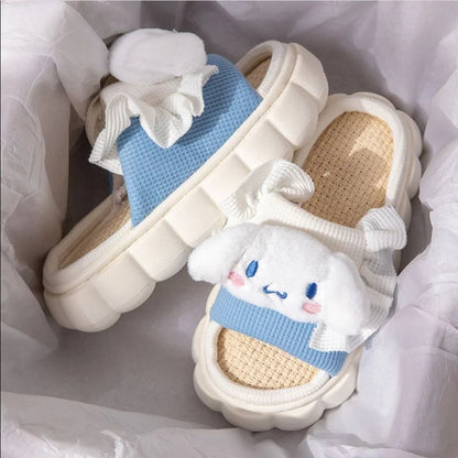 Sanrio Linen Thick Slippers-Luxandluxy