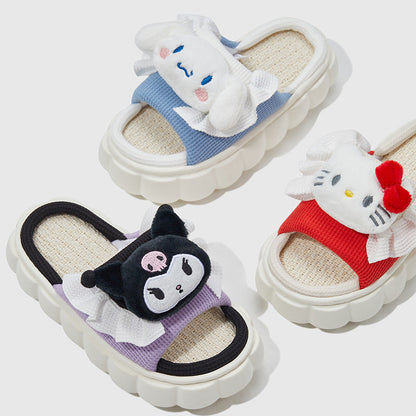 Sanrio Linen Thick Slippers-Luxandluxy