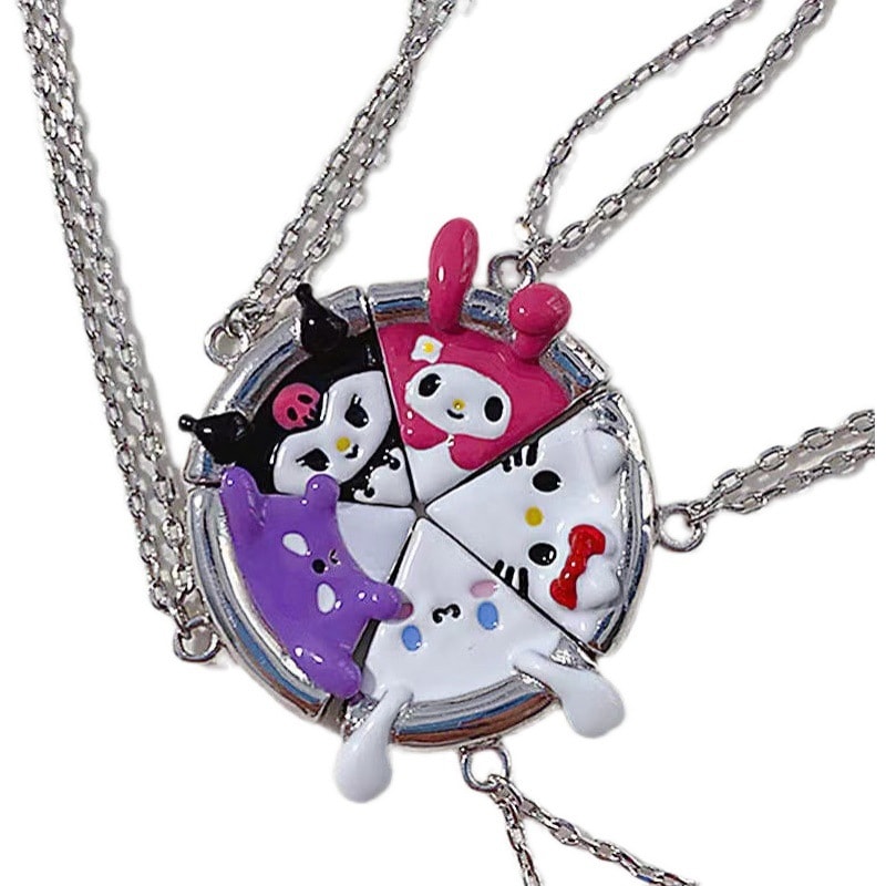 Sanrio Pizza Magnetic Friendship Necklace Set-Luxandluxy