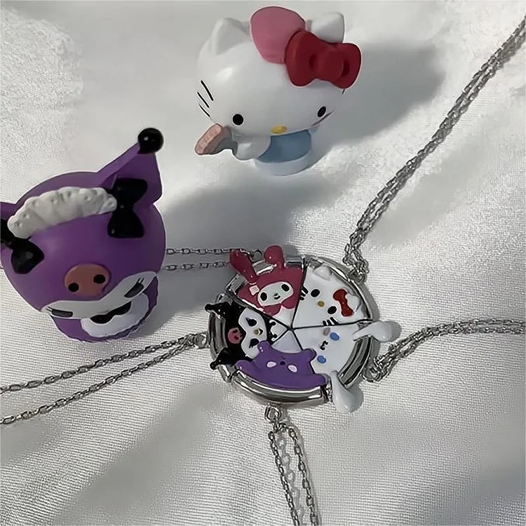 Sanrio Pizza Magnetic Friendship Necklace Set-Luxandluxy