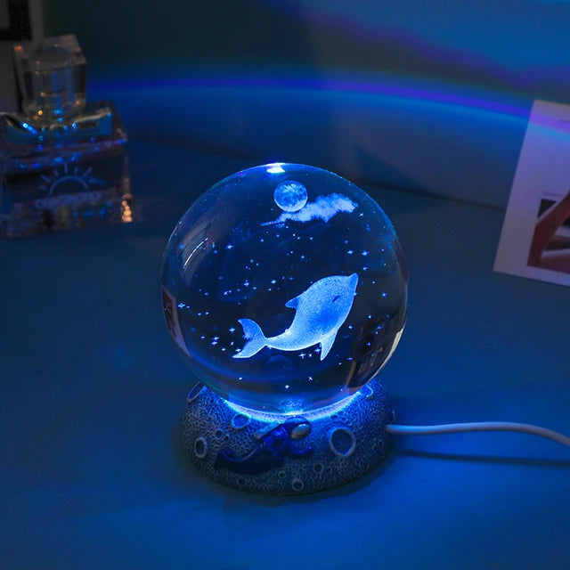 Sea Fish 3d Crystal Lamp-Luxandluxy