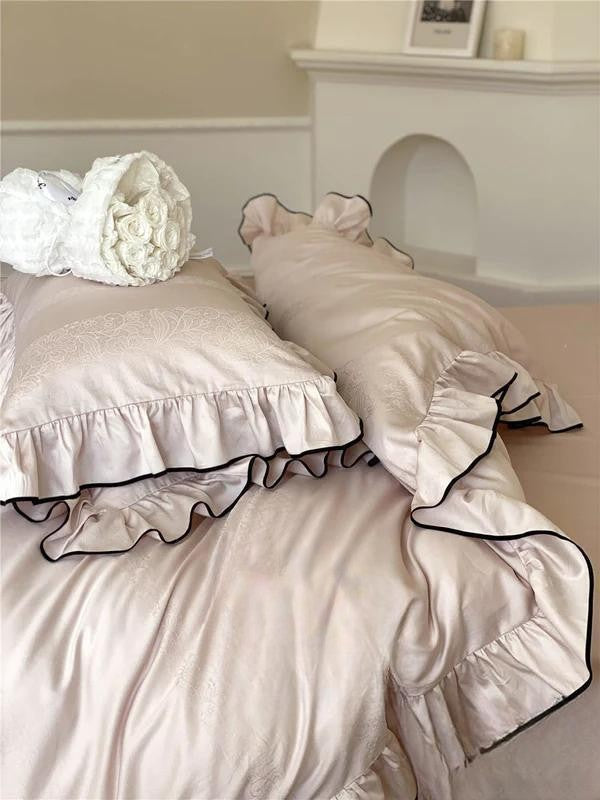 Silky Ruffle Bedding Set-Luxandluxy