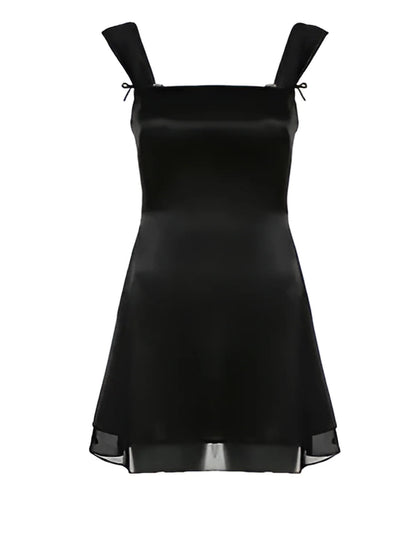 Sleeveless Square Neckline A-Line Mini Dress-Luxandluxy