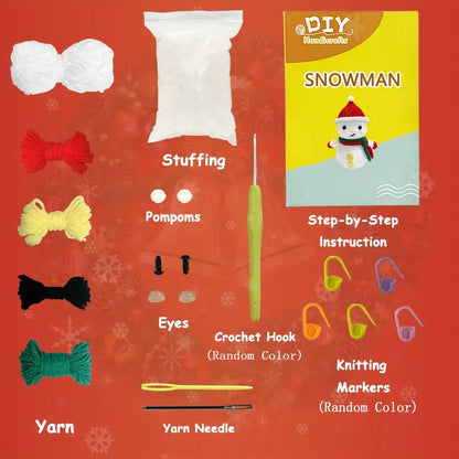 Snowman Crochet Pattern DIY Kit with Tutorials-Luxandluxy