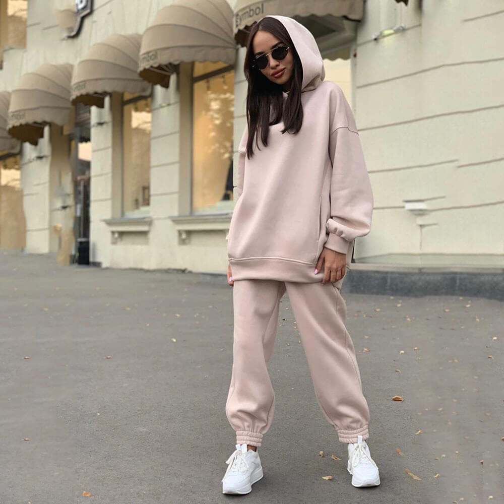 Solid Color Hoodie Outfit-Luxandluxy