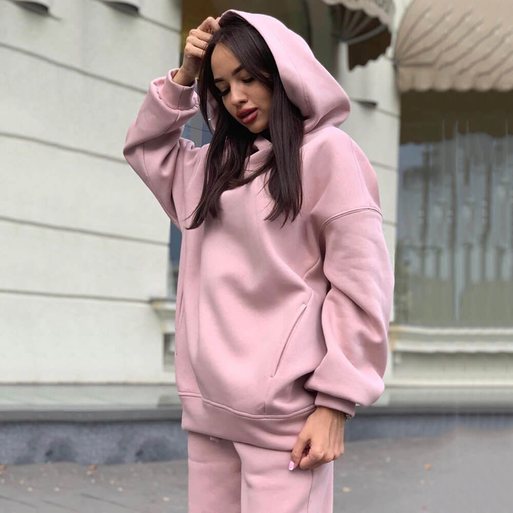 Solid Color Hoodie Outfit-Luxandluxy