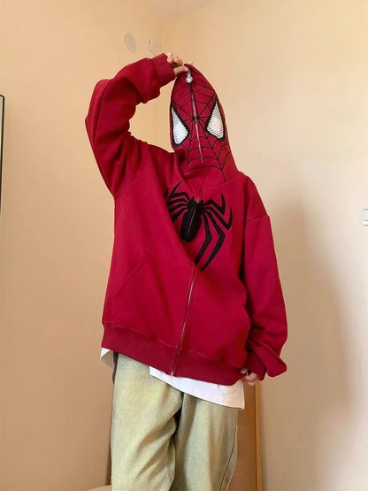 Spidey Web Full Zip Up Hoodie-Luxandluxy