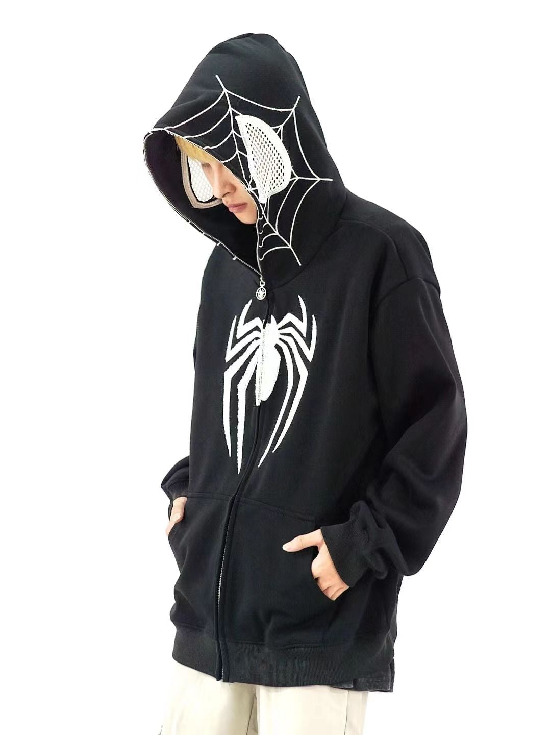 Spidey Web Full Zip Up Hoodie-Luxandluxy