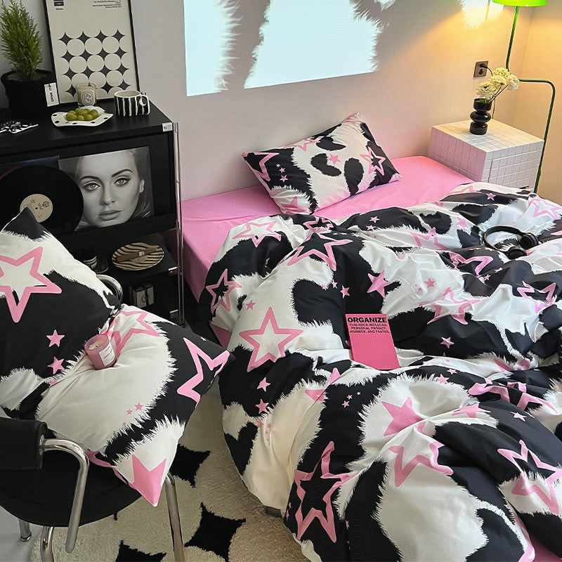 Star Cow Print Bedding Set-Luxandluxy