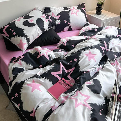 Star Cow Print Bedding Set-Luxandluxy