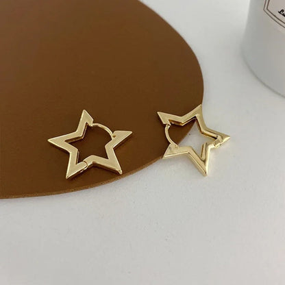 Star Hoop Earrings-Luxandluxy