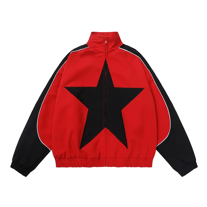 Star Oversized Bomber Jacket-Luxandluxy