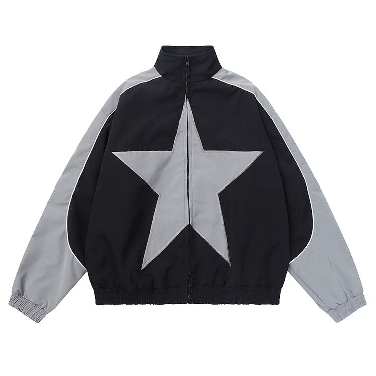 Star Oversized Bomber Jacket-Luxandluxy