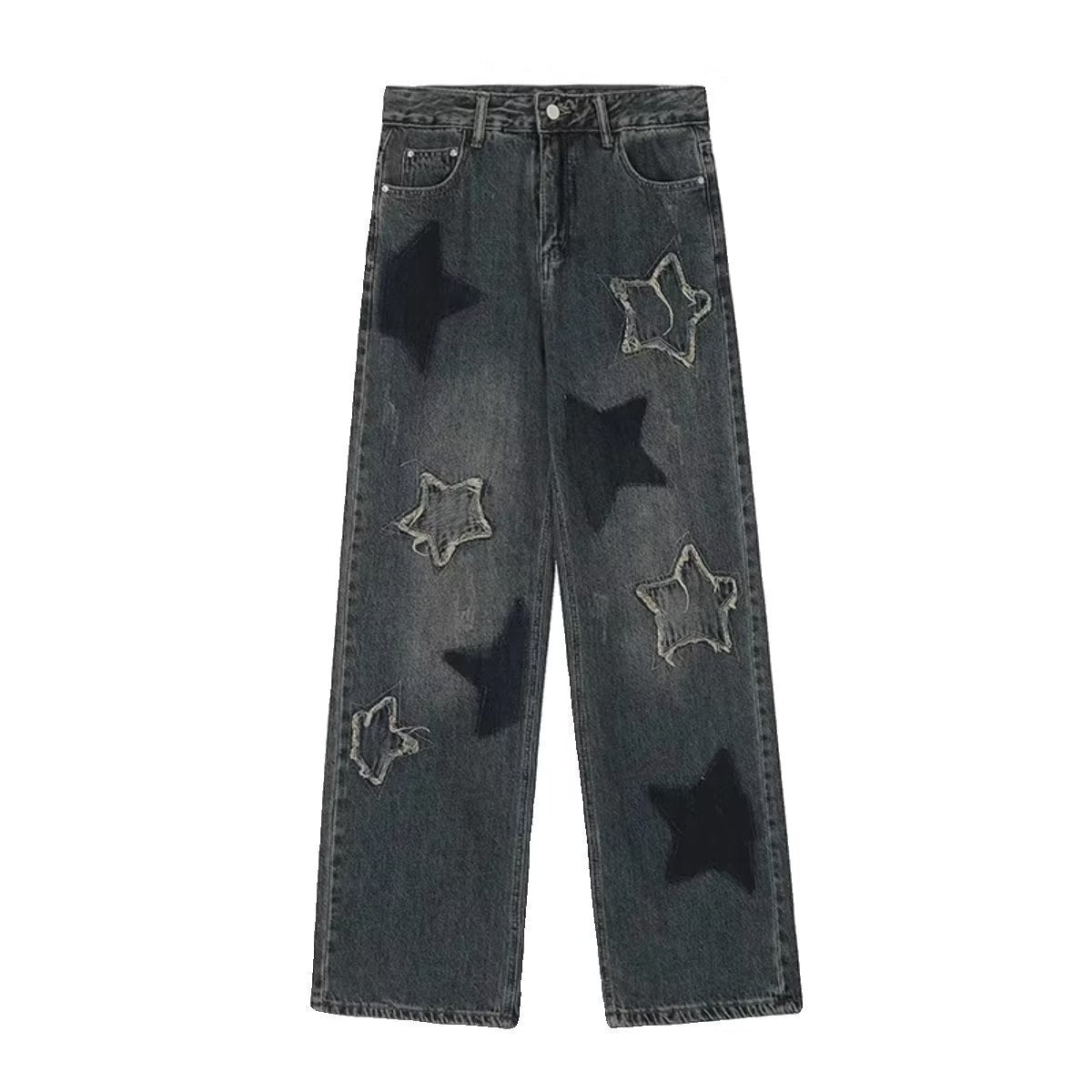 Star Patchwork Darring Display Denim Pants-Luxandluxy