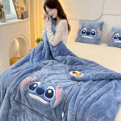 Stitch Pillow Blanket-Luxandluxy