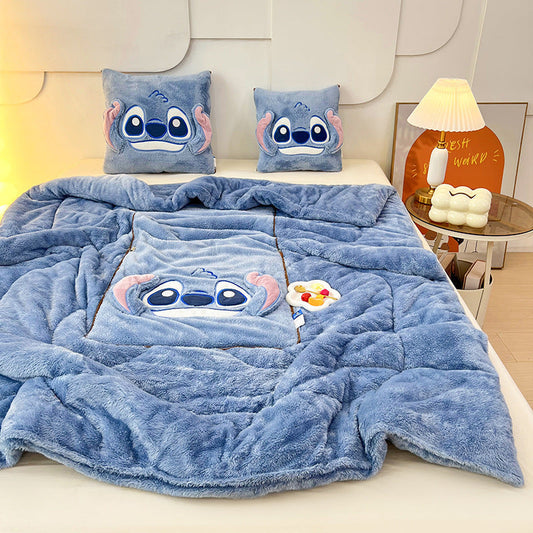 Stitch Pillow Blanket-Luxandluxy