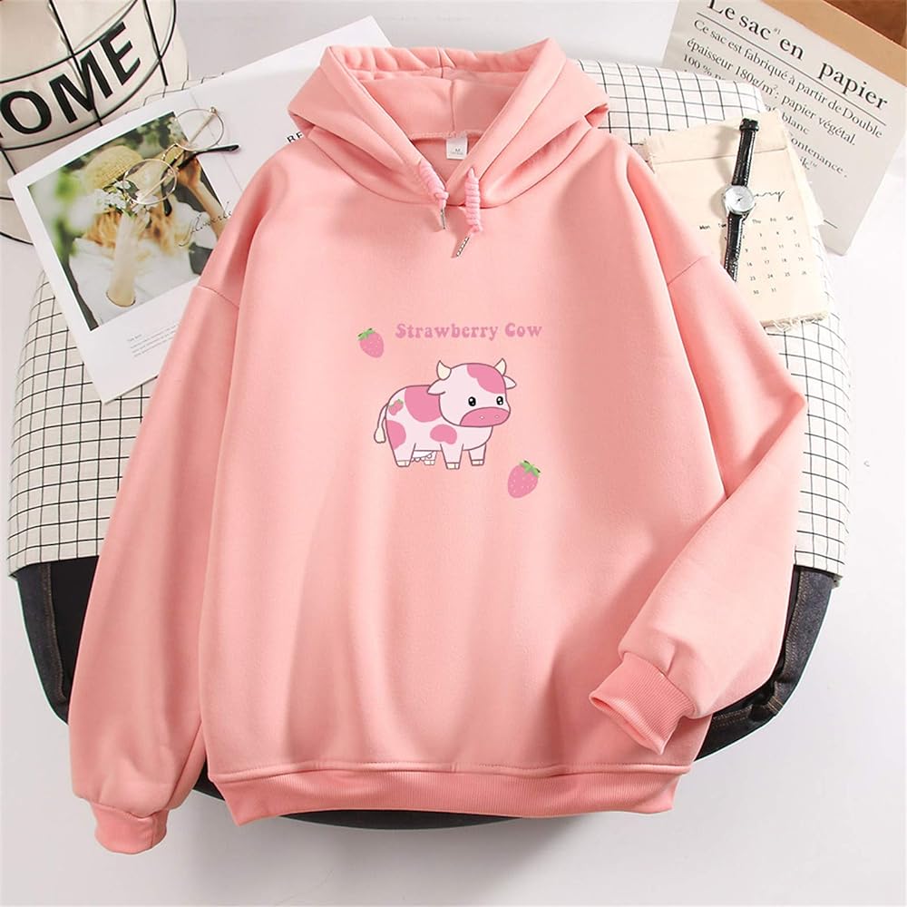 Strawberry Cow Hoodie-Luxandluxy