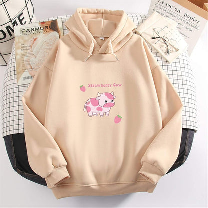 Strawberry Cow Hoodie-Luxandluxy