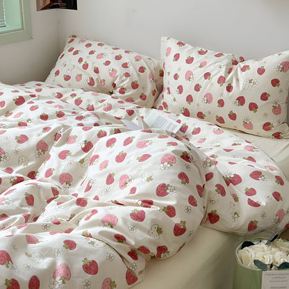 Strawberry Print Bedsheet Set-Luxandluxy