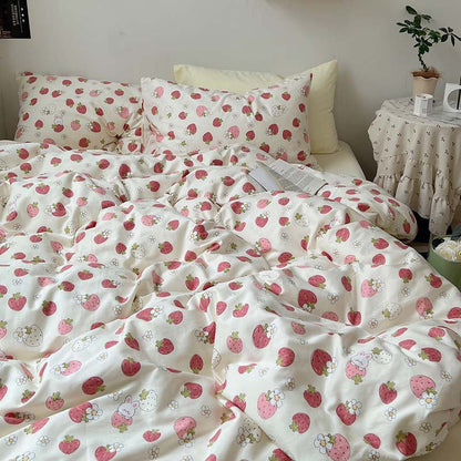 Strawberry Print Bedsheet Set-Luxandluxy