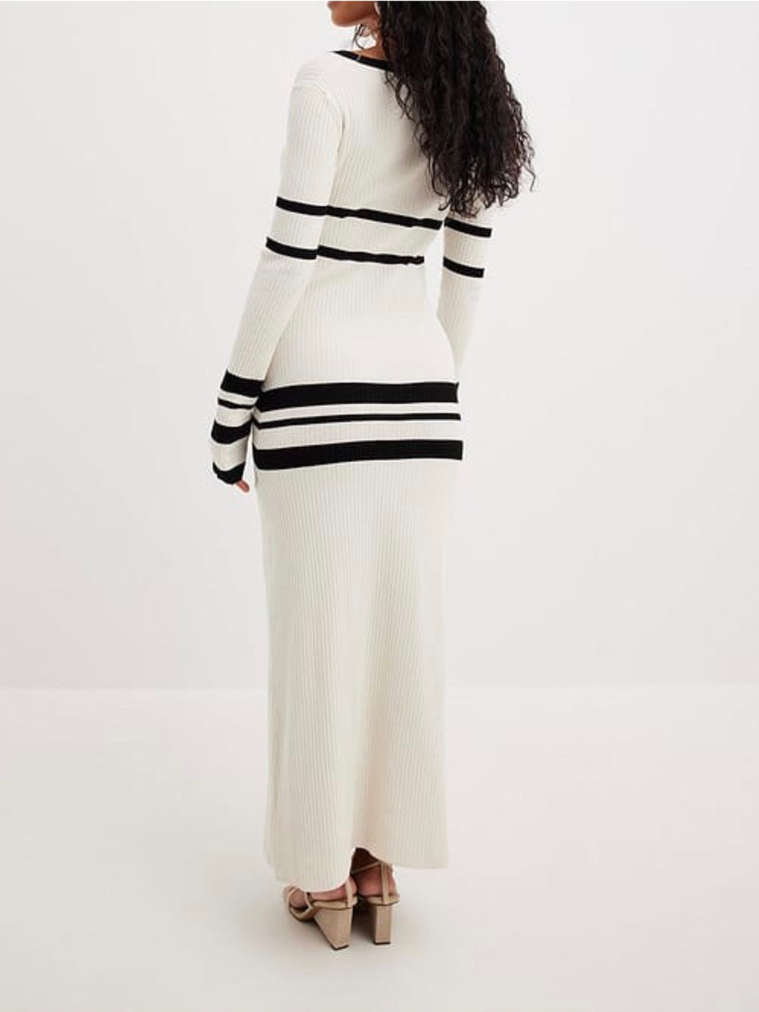 Striped Knitted Midi Dress-Luxandluxy