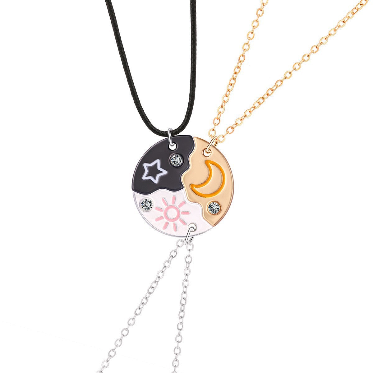 Sun Moon Star Pendant 3pcs BFF Necklaces-Luxandluxy