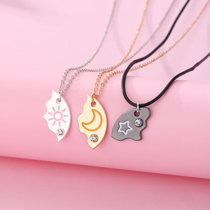 Sun Moon Star Pendant 3pcs BFF Necklaces-Luxandluxy