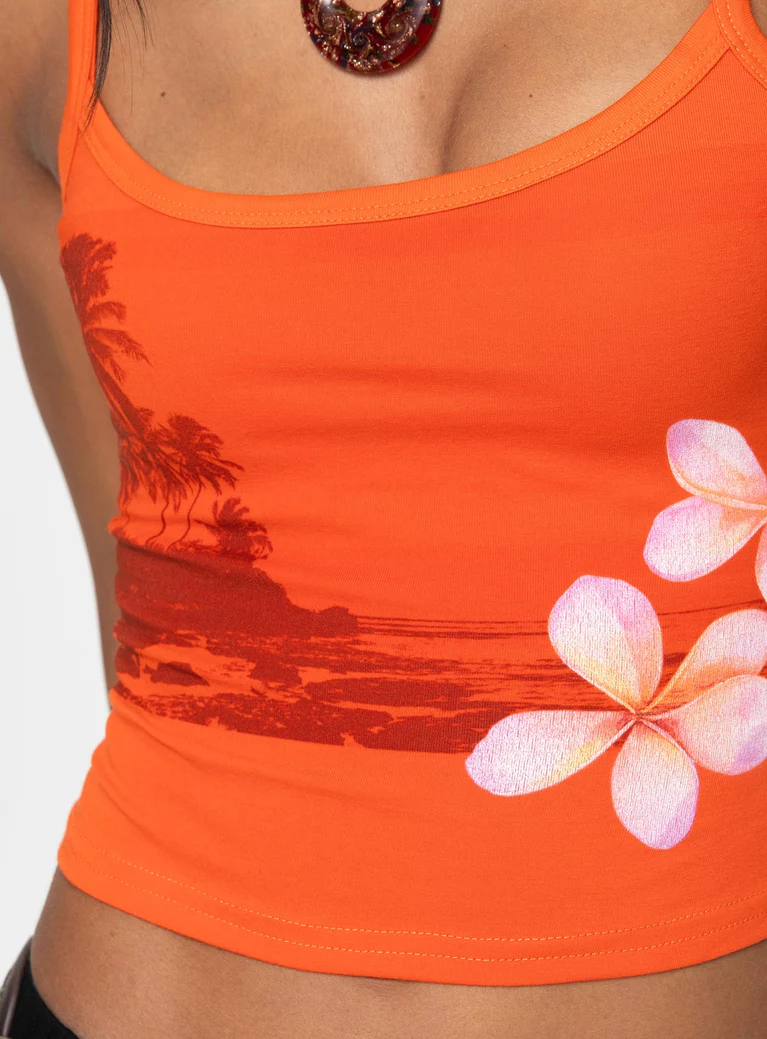 Sunset Tank Orange Top-Luxandluxy