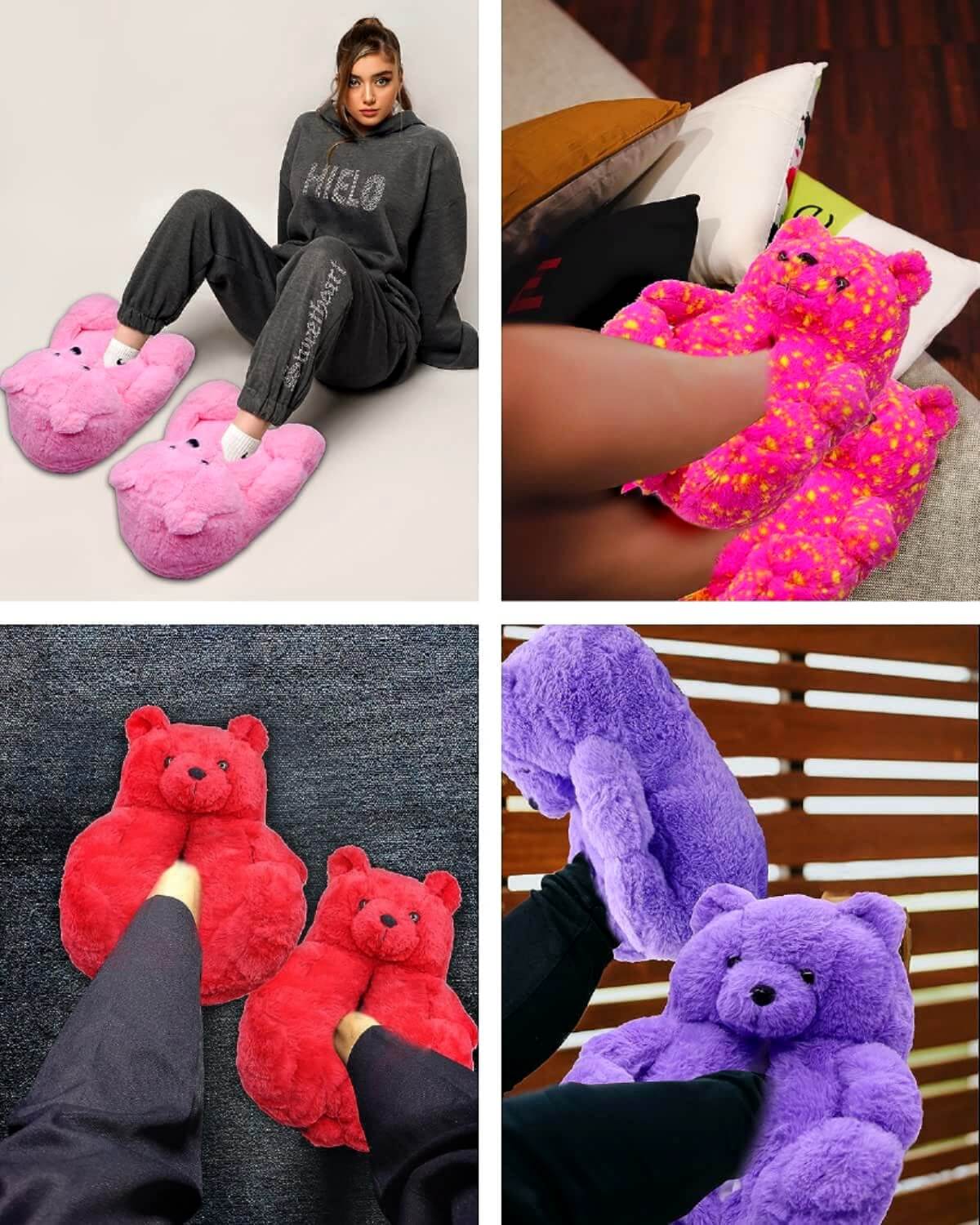 Teddy Bear Slippers-Luxandluxy