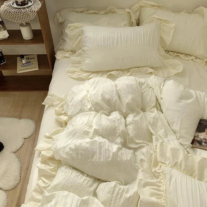 Texture Ruffle Bedding Set-Luxandluxy