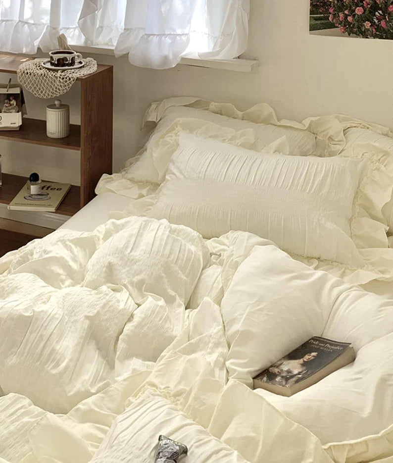 Texture Ruffle Bedding Set-Luxandluxy