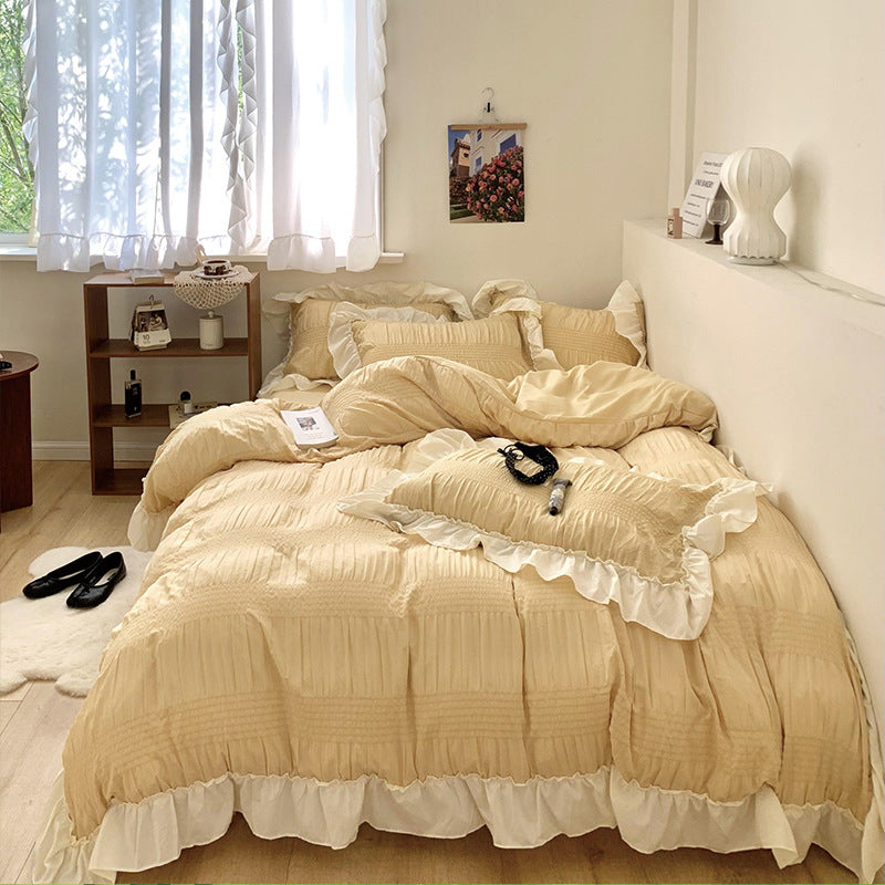 Texture Ruffle Bedding Set-Luxandluxy