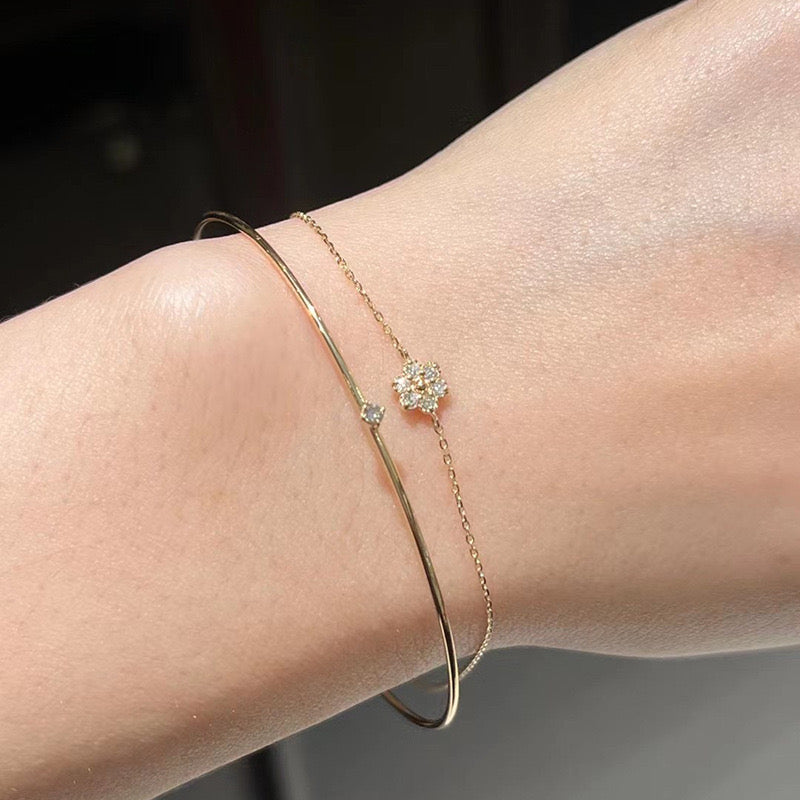 Thin Bangle & 6-petal Bracelet Stack-Luxandluxy