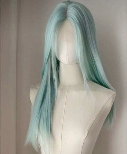 Turquoise Long Straight Wig-Luxandluxy