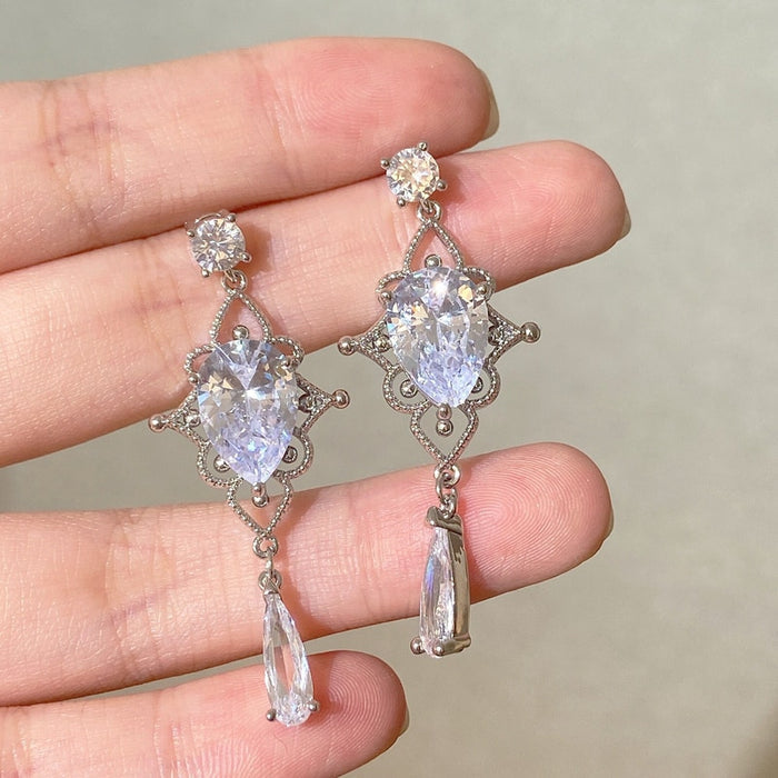 Waterdrop Crystal Earrings-Luxandluxy